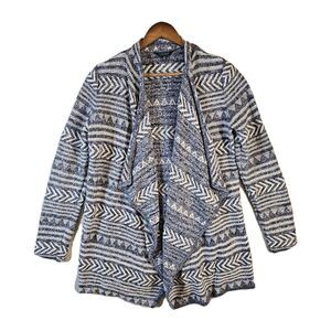 Lucky Brand Draped Open Front Cardigan Lagenlook Cottagecore Boho Hippie Aztec S
